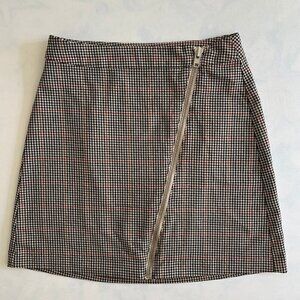 Arizona Jean Co Asymmetric Zipper Houndstooth Plaid Mini Skirt